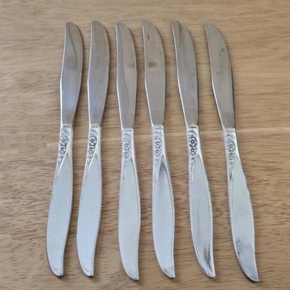 Oneida Community Winsome Silverplate Dinner Knives 8.5" Set of 6 Flatware